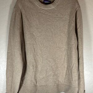Men’s Patagonia Recycled Wool Blend Knit Fisherman Sweater beige tan Size M